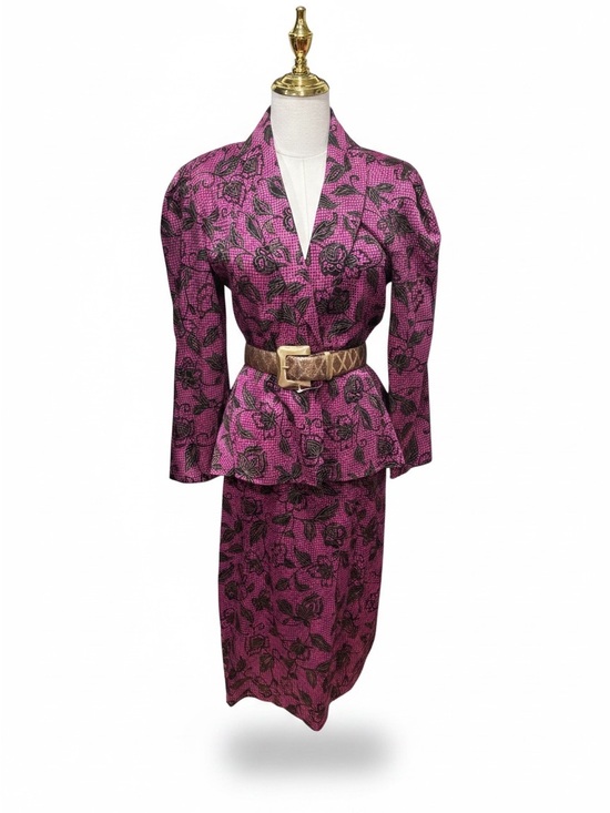 Jackets & Blazers - ❌sold❌Vintage 80s Monique Fashions Pink Floral Peplum Skirt Suit 9/10 Rayon